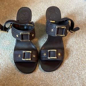 Tory Burch brown leather wedge sandal